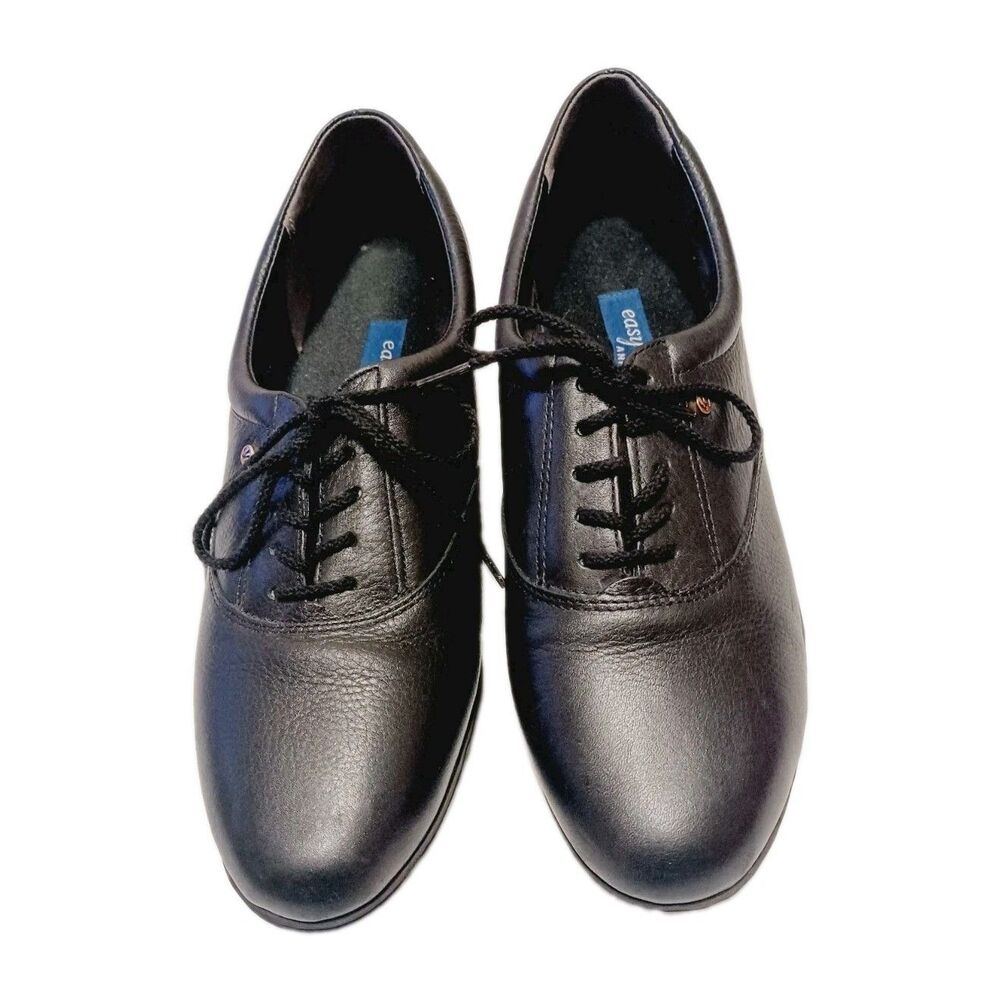 Easy Spirit Women's Black Leather Lace-Up Anti-gravity Comfort Work Shoes 10